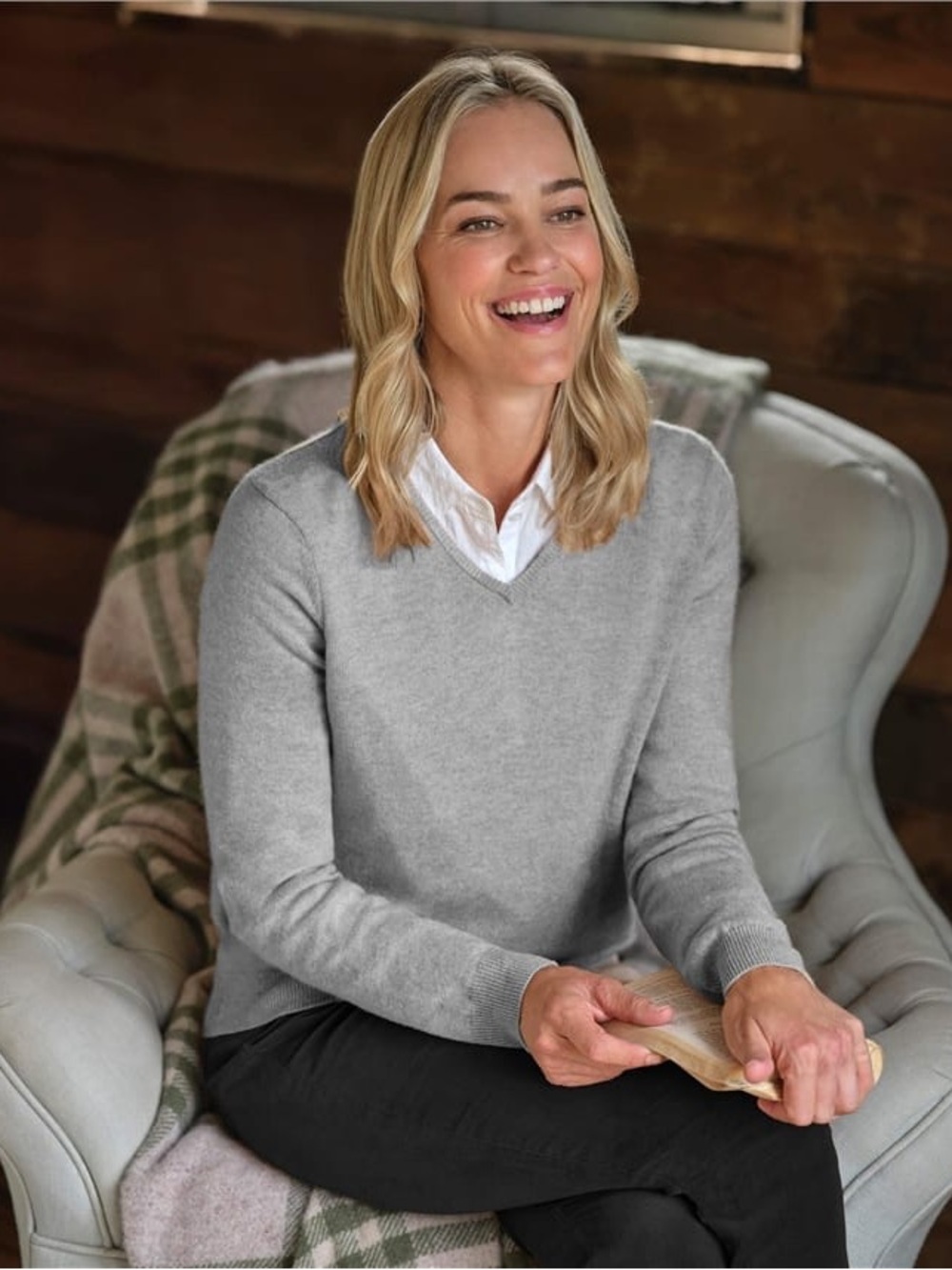 ✨3/$30✨ BHS Love Knitwear Grey Marl V-Neck Sweater | Soft Knit | Size 16